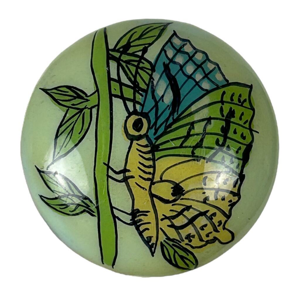 Vintage Set of 8 1970s Butterfly Ceramic Drawer Pull Knobs Mid Century Boho